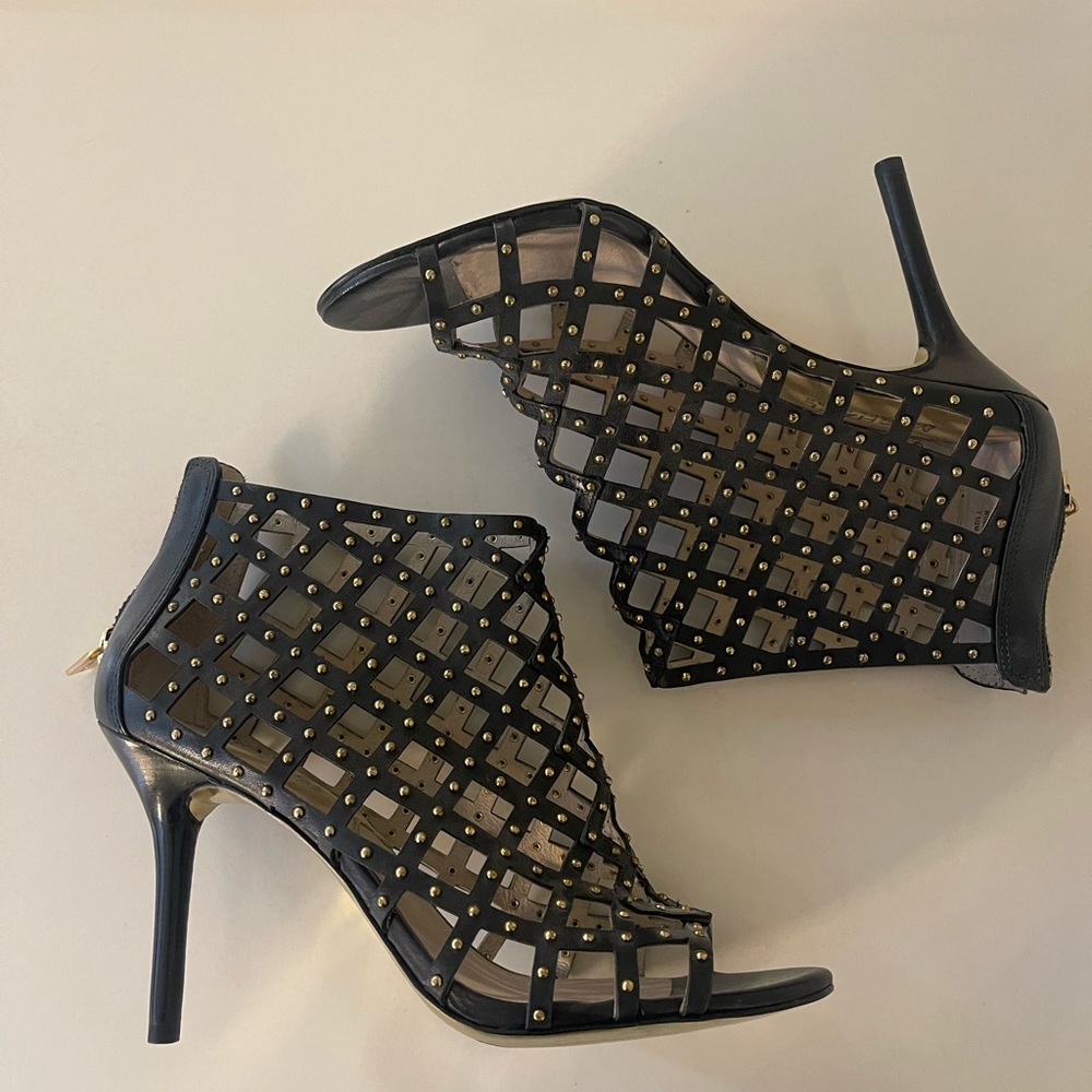 Michael Michael Kors black stiletto strappy booties